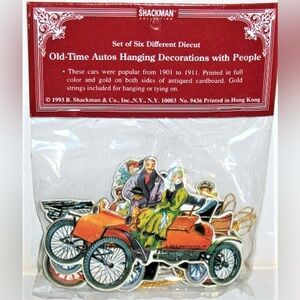 Old Time Autos 1993 B Shackman & Co Double Sided Die Cut Cardboard Ornaments